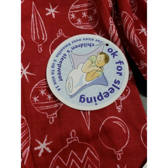Family Pajamas Baby Ornament Print Footed Pajamas Red Size 12 Mo - Picture 7 of 7